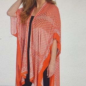 Beautiful trendy spring Printed knit solid border open Kimono